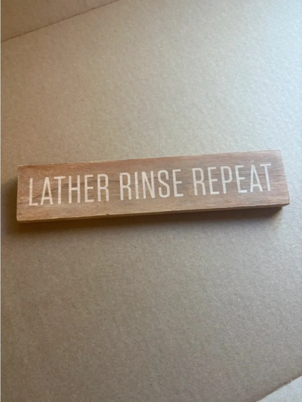 Hearth & Hand Lather Rinse Repeat Wood Wall Sign - Natural Wood Finish